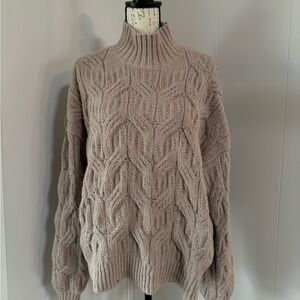 Time and tru chunky cable knit brown sweater size large